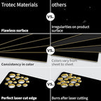 Trotec TroLase | 8"x12"x1/16", 10 Pcs | Black/Gold | 2 Ply | Modified Acrylic | Laser Engraving Double Color Plastic Sheet | Engraving Blanks for Laser, Saw, Guillotine | Made in USA