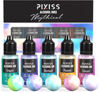 Pixiss Iridescent Color Changing Alcohol Ink Set - 5 Shades of Alcohol Ink for Epoxy Resin Supplies, Yupo Paper, Tumblers, Coasters - Resin Colorant for Epoxy Resin and Resin Art Supplies