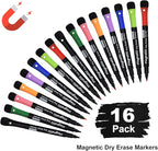 Browill Magnetic Dry Erase Markers, Fine Tip Low Odor Whiteboard Markers for Kids & School, Work On White board & Calendar, Refrigerator (16 Pack)
