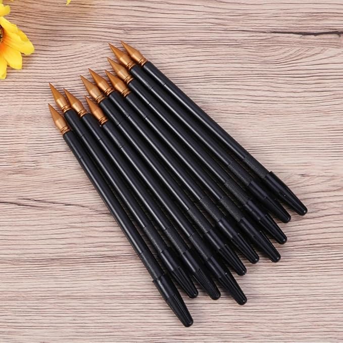 EXCEART Scratch Brush 10 Pcs Set Black Plastic Scratch Painting Pens for Art Drawing and DIY Creative Project Scratchboard Tools