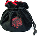 Large Dice Bags with Pockets Black Storage Bag D20 Logo for DND RPG Game Dices (with 1lb Random DND Dice)