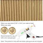 Antique Gold Wax Seal Sticks 26pcs, Andotopee Glue Gun Wax Seal Sticks for Wax Seal Stamp, Premium Sealing Wax for Envelope Letter Seal Wedding Invation Craft Adhesive, Great Gift Ideas (Mini Size)