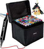 80 Colors Alcohol Markers Set, Dual Tips Blender Art Markers for Drawing Sketching Coloring Artist Pens and Underlining, Professional Permanent Sketch Marker for Kids Adult Coloring