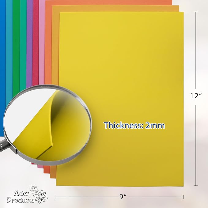 EVA Foam Sheets for Crafts, 15 Assorted Colors, 9 x 12 Inch, 2mm Thickness, 15 Pack – Perfect for DIY Arts and Crafts, Foam Paper for Kids, Cosplay and Costumes