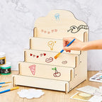 Barydat 2 Pcs 4 Tier Greeting Card Display Stand Wooden Sticker Display Stand Portable Card Display Rack for Vendors Retail Counter Table Display Trade Shows Showcase (Wood Color,11.8 Inch)