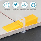 Tile Leveling System with Tile Plier 600Pcs Piece Tile Spacers Clips 200Pcs Piece Reusable Wedges and 1 Rubber Mallet Tile Tools Set for Stone Installation (1/8"(3.0 mm)