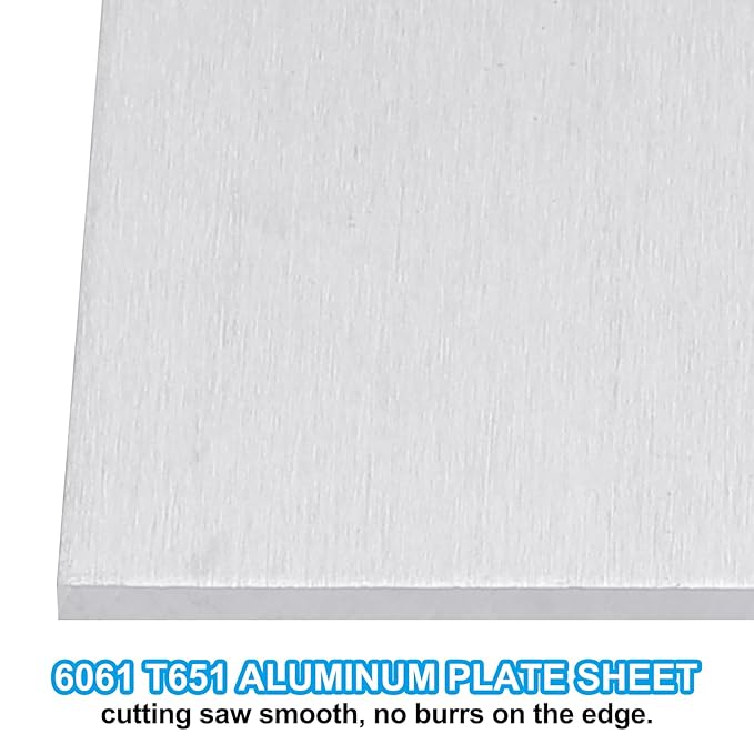 PATIKIL 6061 T651 Aluminum Sheet Metal 12 x 12 x 1/16(0.0625") Inch 1Pcs Flat Plain Aluminum Plate Covered Stock with Protective Film, Heat Rectangle 1.5MM for Lndustry Crafting
