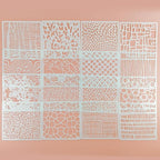 16 Pcs Layering Stencils for Painting, 6"x6" Mixed Texture Bubble Dot Waves Stone Crackle Splatter Geometric Stencils for Painting on Card Canvas, Mix Media Spray Paint Templates