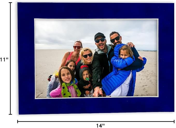 Pack of TEN 11x14 Mats Bevel Cut for 8.5x11 Photos - Acid Free Royal Blue Suede Precut Matboards For Pictures, Photos, Framing - 4-ply Thickness