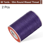uxcell Round Leather Sewing Waxed Thread, 55m / 60 Yards Polyester Wax String, 0.80mm Wax Stitching Cord for Leather Crafts, Bookbinding, Bracelets Braided, Dark Purple, 2pcs