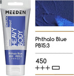 MEEDEN Acrylic Paint Phthalo Blue: Bundled with Titanium White Color - 100ml/3.38oz x 2 Bulk Heavy Body Acrylic Paint Tubes for Model Pumpkin Enamel Rock DIY