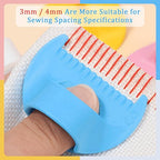 2 PCS Edge Lock Seam Guide, Mini Sewing Finger Ruler for Hand Sewing, DIY Sewing Kit Tool, Sewing Needle Gauge Measuring Guide Blue, 3mm+4mm