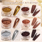 Chrome Nail Powder Metallic Mirror Effect Pigment Dust, Champagne Golden Ultra Fine Holographic Glitter Powder Reflective Pigment for DIY Gel Polish Nail Art, Resin Craft