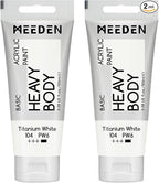 MEEDEN Titanium White Acrylic Paint: Pack of 2 Heavy Body Acrylic Paints (100ml/3.38oz x 2 Tubes)