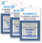 SCHMETZ Universal Sewing Machine Needles, Three 10-Pack Assortment, 30 Needles, 70/10, 80/12, 90/14, 100/16