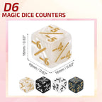 uxcell 24Pcs Magic Dice Counters, Acrylic D6 Life Token Dice Set with Pouch for Standard Cards Gaming Accessories, White Marble, Black Marble, White, Black