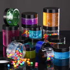 SATINIOR 12 Pack 10 oz Plastic Container Jars with Lids Round Clear Travel Cosmetic Container Slime Jars for Toiletries, Lotion, Cream, Ointments, Makeup, Rhinestone, Samples, Kitchen Storage(Black)