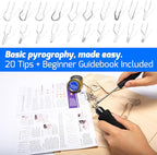 WEP 939D-V Wood Burning Kit 250-750℃/482-1382℉Adjustable Wood Burning Tool with Detachable Pen, 20 Wood burner Tips, WoodBurning Pen Holder Suitable for Pyrography, Leather Burning Kit