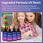 UV Resin 400g, Hard Type Clear Beginner-Friendly Kit, Upgraded Formula & Crystal Clear for Jewlery Making, 100g*4 Resin UV Kit with for Earring, Pendant, DIY
