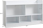 Kids Toy Storage Organizer, 5-Section Bookshelf for Organizing Books Toys, Wooden Storage Cabinet Daycare Furniture for School, Classroom Playroom, Nursery, Kindergarten (White)