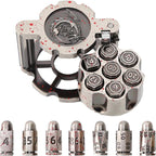 Bullet Dice, Revolver Bullet Metal Dice Set with Spinning Revolver Cylinder Container & Seven Polyhedron Dices for Sci-Fi, War, Crime Theme Tabletop Games
