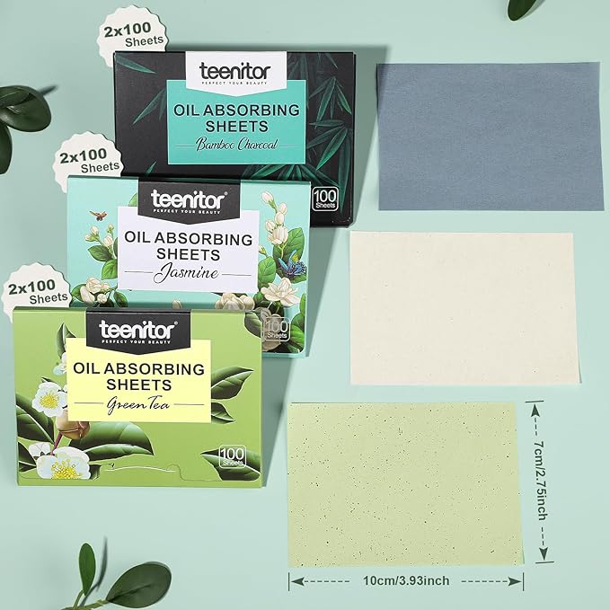 Teenitor Oil Blotting Sheets for Face, 600 Sheet Oil Absorbing Sheets for Face, Blotting Papers for Face Blotting Paper for Oily Skin, Oil Wipes for Face Oil Sheets, Oil Pads for Face Oil Control Film