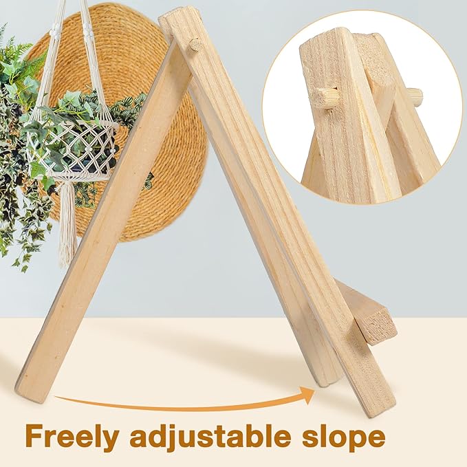 40 Pack 5 Inch Mini Wood Easel Stand Mini Wood Display Easel Wooden Tripod Holder Stand for Painting Portable Canvas Photo Picture Sign Displaying Small Business Cards Artist Phone Wedding