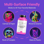 GRANOTONE Neon Fluorescent Acrylic Paint Set - 6 Colors, 4 oz Each | Glows in Black Light | Non-Toxic & Vibrant Paint | Ideal for Art, Crafts, Kids, & Hobbyists | Made in India