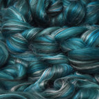 Merino Silk Luxe Tonal Designer Blend. Superfine Merino, Mulberry Silk, Tussah Silk. Top Roving for Spinning or Felting. Meadow Mist 1oz