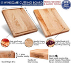 Sonder Los Angeles, Made in USA, Large Thick Maple Wood Cutting Board for Kitchen with Juice Groove, Sorting Compartment, Charcuterie Wooden Board 17x13x1.5 in (Gift Box Included)