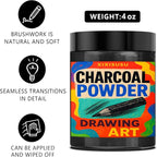 Charcoal Powder for Drawing & Art - Ideal for Sketching, Shading & Blending - Professional Artist Grade (4 Ounces)