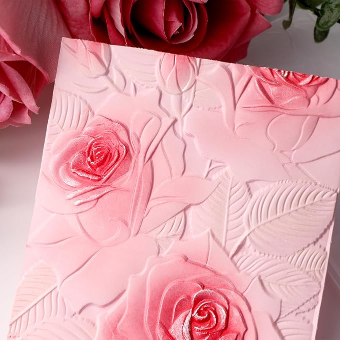 BAOFALI 3D Plastic Embossing Folders Rose for DIY Scrapbooking Photo Album Card Paper Craft Decoration for Card Making,Embossing Template Paper Card 6.3" L x 4.5" W Embossing Stencil