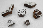 Handcarved Wooden Block Printing Stamps (Set of 6) for Textile Designing/ Craft printing pattern for Saree/ Scrapbookng/ Tattoo/ Halloween Designs