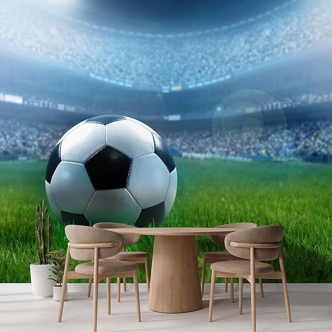 wall26 Close Up of a Football Ball on a Full Stadium Removable Wall Mural | Adhesive Large Wallpaper - 132x168 inches