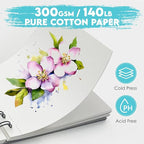 KOVIEDE 100% Cotton Watercolor Paper Pad - 30 Sheets 3.5"x5.5" Spiral Bound 140lb/300gsm Cold Press Watercolor Sketchbook, Artist Quality Art Journal Supplies for Adults, Kids & Beginners
