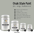Chalky Chicks All-in-One Chalk Paint for Furniture or Cabinet - 4 Fl Oz - Matte Finish Normandy (Light Gray) for Metal, Wood Furniture Paint - No Sanding All-in-One for Home Decor & Crafts, USA Made