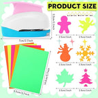 CHENGU 16 Pcs Craft Holes Punch Paper Punchers Scrapbook Punches with Craft Sticker Paper, Round, Star, Square, Heart, Flower, Wave Circle Shape (1 Inch,Christmas)