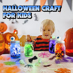 Shemira Halloween Craft Kit for Kids, 4 pcs Glass Mason Jar with Accessories for DIY Lantern Jar, Halloween Art & Craft Party Supplies, Art Activities