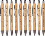 10 Pcs Christian Inspirational Stylus Bamboo Ballpoint Pens Set Bible Pens Bulk Christian Pens Gifts for Church Women Men Sunday Party Teacher Christians Supplies