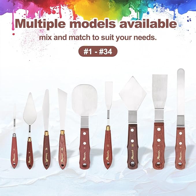 MECCANIXITY Pack of 1 Palette Knife No.25, 8.1" Long Palette Knives with Stainless Steel Flexible Spatula Pallet Knife and Wood Handle for Scraping, Mixing, Oil Acrylic Painting Canvas