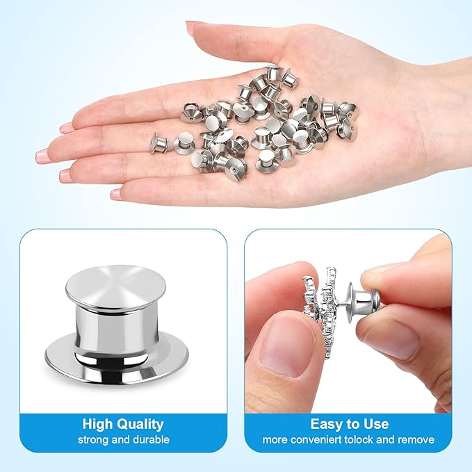 20PCS Locking Pin Back Locking Pin Keeper Clasp, Metal Pin Backing for Brooch Enamel Lapel Pin Lock