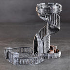 AUSPDICE DND Dice Tower - 36 Step Retro Color Tower for High Randomness in Table Games Like Dungeons and Dragons - Perfect Role Playing Game Gift (Ancient Silver Color)