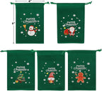 Tapleap Coth Christmas Bags with Drawstring - 50Pcs 4x6 Green Velvet for Wrapping Christmas Party Favors or Gifts for Friends, Small Bussiness, Palm Crosses