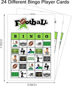 Football Party Bingo Game Cards(24 Players), Sport Themed Bingo Card for Family Friend Adult, Large Group Holiday Party Activity Favor Decoration Supplies -009