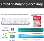 American Mahjong Game Set, 166 Quality White Tiles, 4 All-in-One Color Rack/Pushers, Mahjong Tile Set with Light Blue Printed Carrying Bag