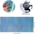 ONEART | Iridescent Transparent Embossed Vinyl Holographic Blue Clear PVC Vinyl Craft Film 16"×54" for Sewing DIY Projects-Diamond