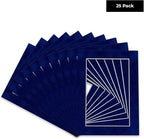 Pack of 25 Acid Free 11x14 Mats Bevel Cut for 8.5x11 Photos - Brooke Blue Suede Precut Matboards For Pictures, Photos, Framing - 4-ply Thickness