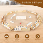2-8 Players Rummy Game Set, 214 Melamine Tiles, 8 Wooden Racks, Drawstring Bag, Premium Portable Case, Tile Board Games for Adults, Travel, Birthday Gifts for Men Women Dad Mom