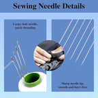 Big Eye Steel Sewing Needles Kit,37PCS Sewing Tool Set-Steel Needles,Thread Ripper,Thimble,Threaders and 6 Color Threads,Portable Hand Sewing Kit,for Beginners,Craft DIY Lovers,Daily Use (37 PCS Set)