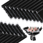 FUHITIM 20 Sheets Flower Wrapping Paper - Waterproof Floral Bouquet Wrapping Paper, Florist Supplies Packaging Paper for Wedding Birthday Gift DIY Crafts (Black)